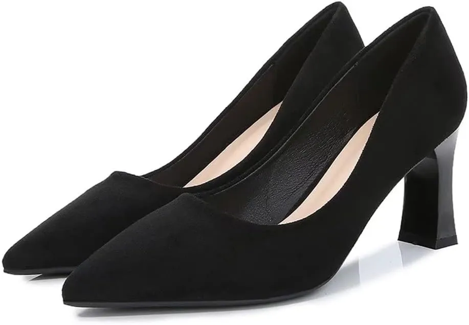 TN TANGNEST Women's Classic Closed Pointed Toe Block Heel Pumps Office Dress High Heels