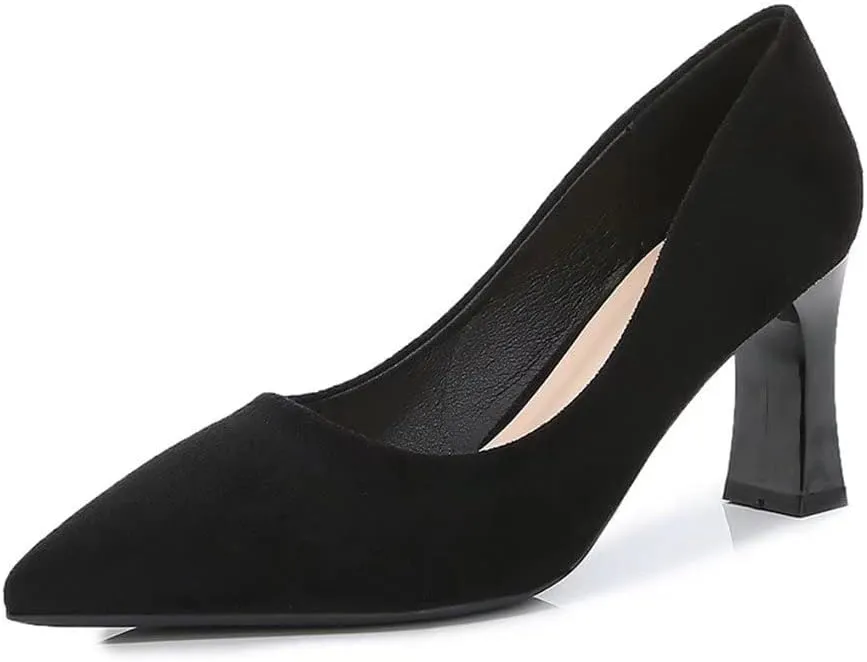 TN TANGNEST Women's Classic Closed Pointed Toe Block Heel Pumps Office Dress High Heels