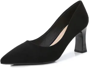 TN TANGNEST Women's Classic Closed Pointed Toe Block Heel Pumps Office Dress High Heels