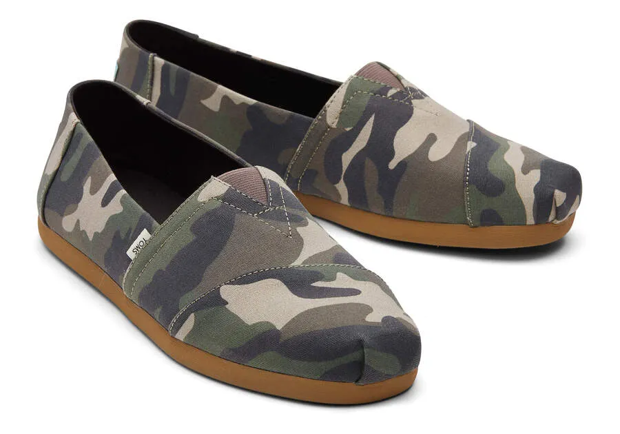 TOMS Mens Alpargata Camo Print Espadrille - Green Woodland