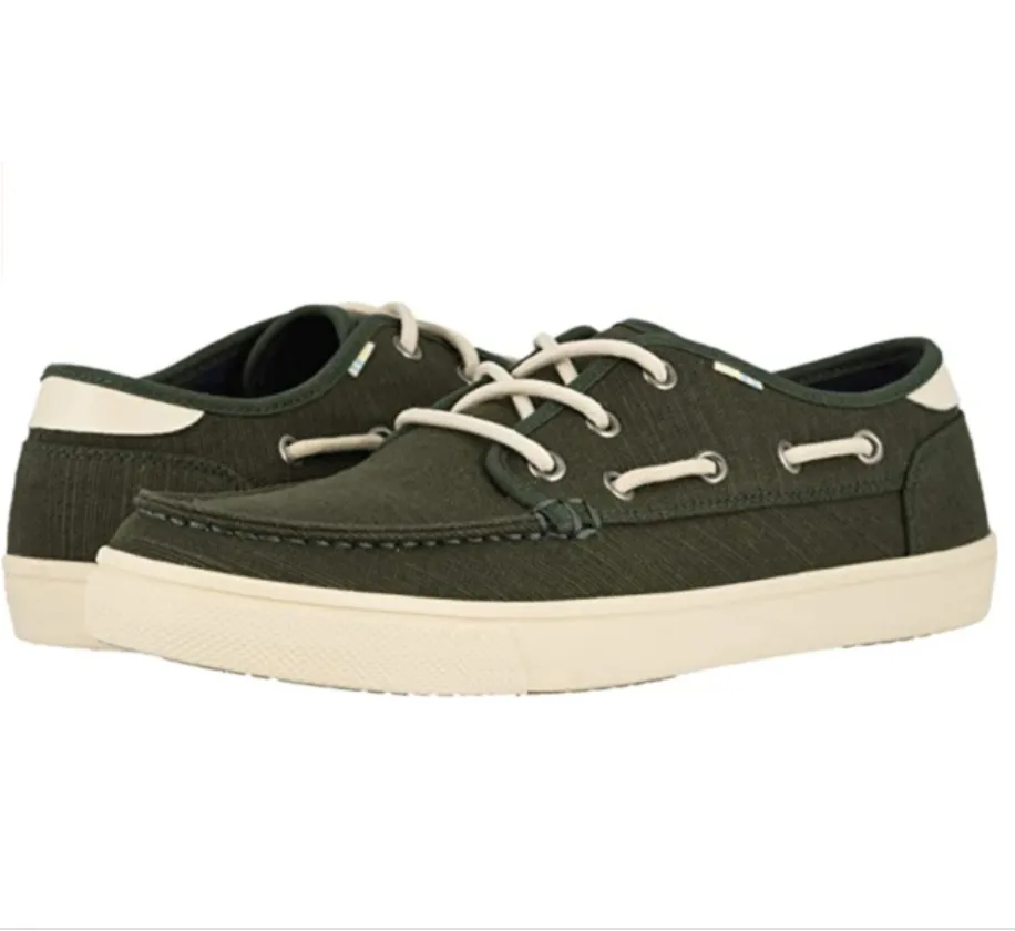TOMS Mens Dorado Black Forest Boat Shoes - Dark Green