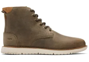 TOMS Mens Hillside Water Resistant Leather Boot - Olive