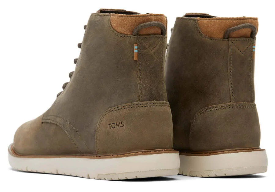 TOMS Mens Hillside Water Resistant Leather Boot - Olive