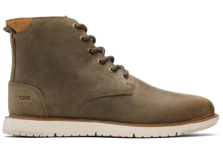 TOMS Mens Hillside Water Resistant Leather Boot - Olive