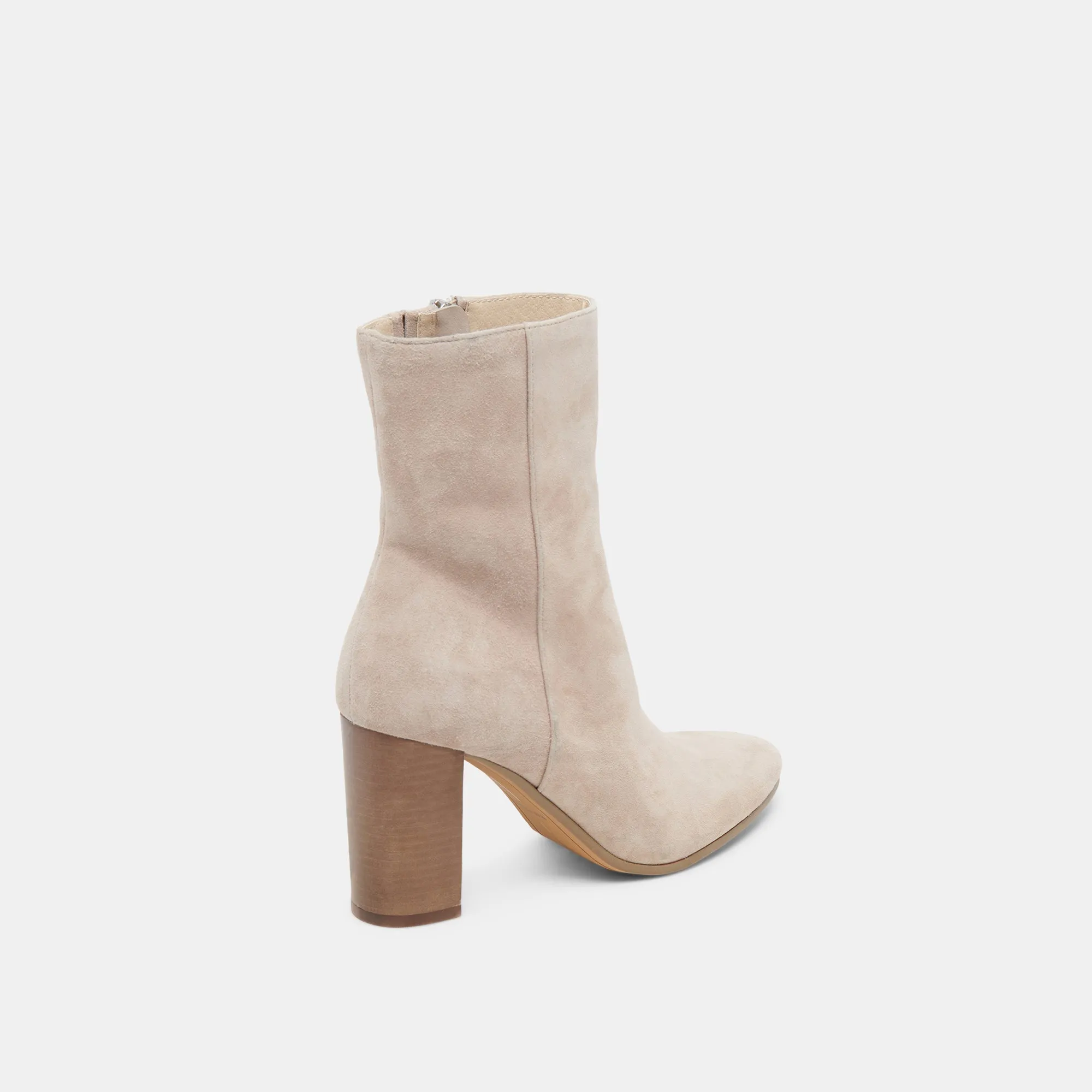 Impact Resistant Heel SUZY WIDE BOOTIES TAUPE SUEDE