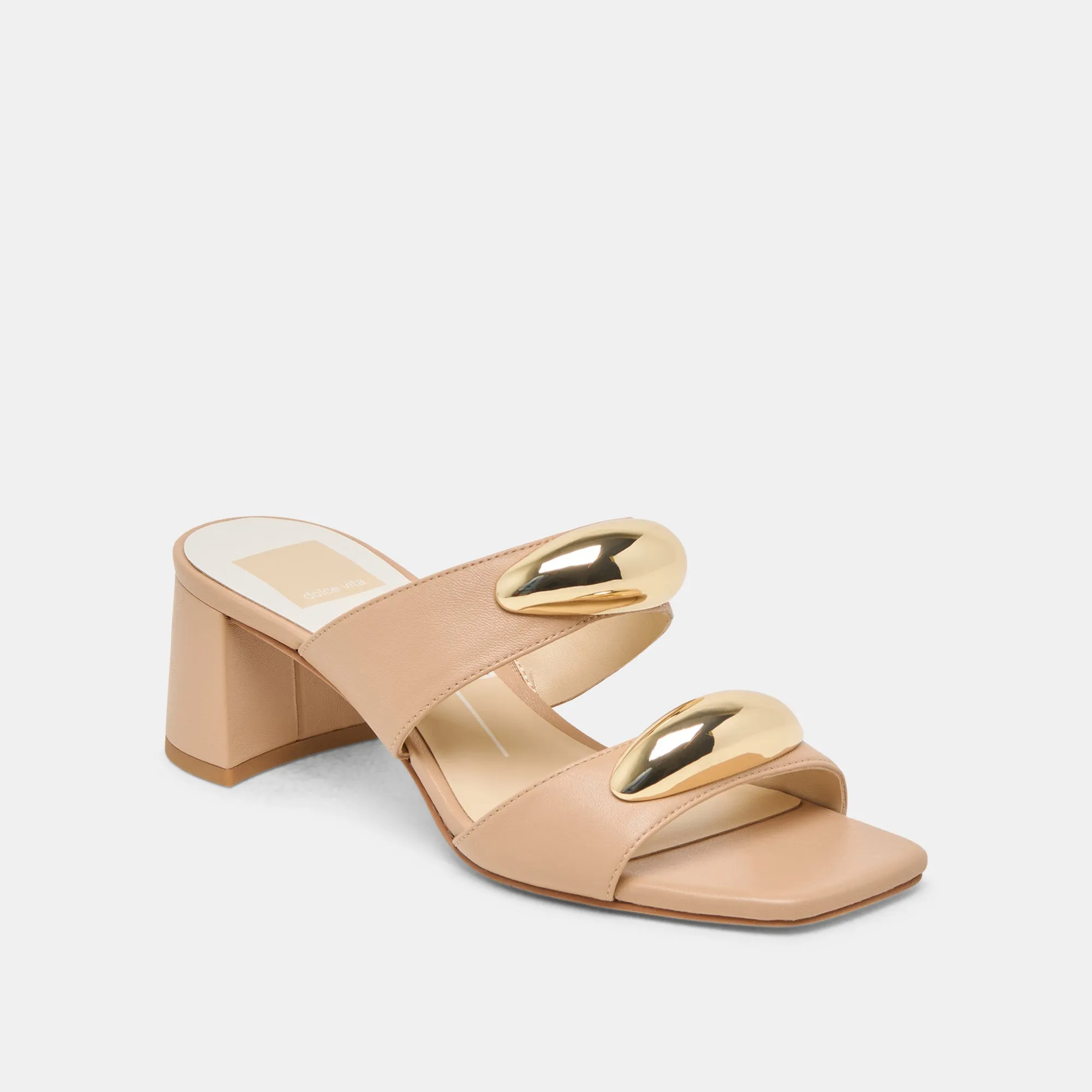 Low Heel Evening Sandals BARNET HEELS LIGHT TAN LEATHER
