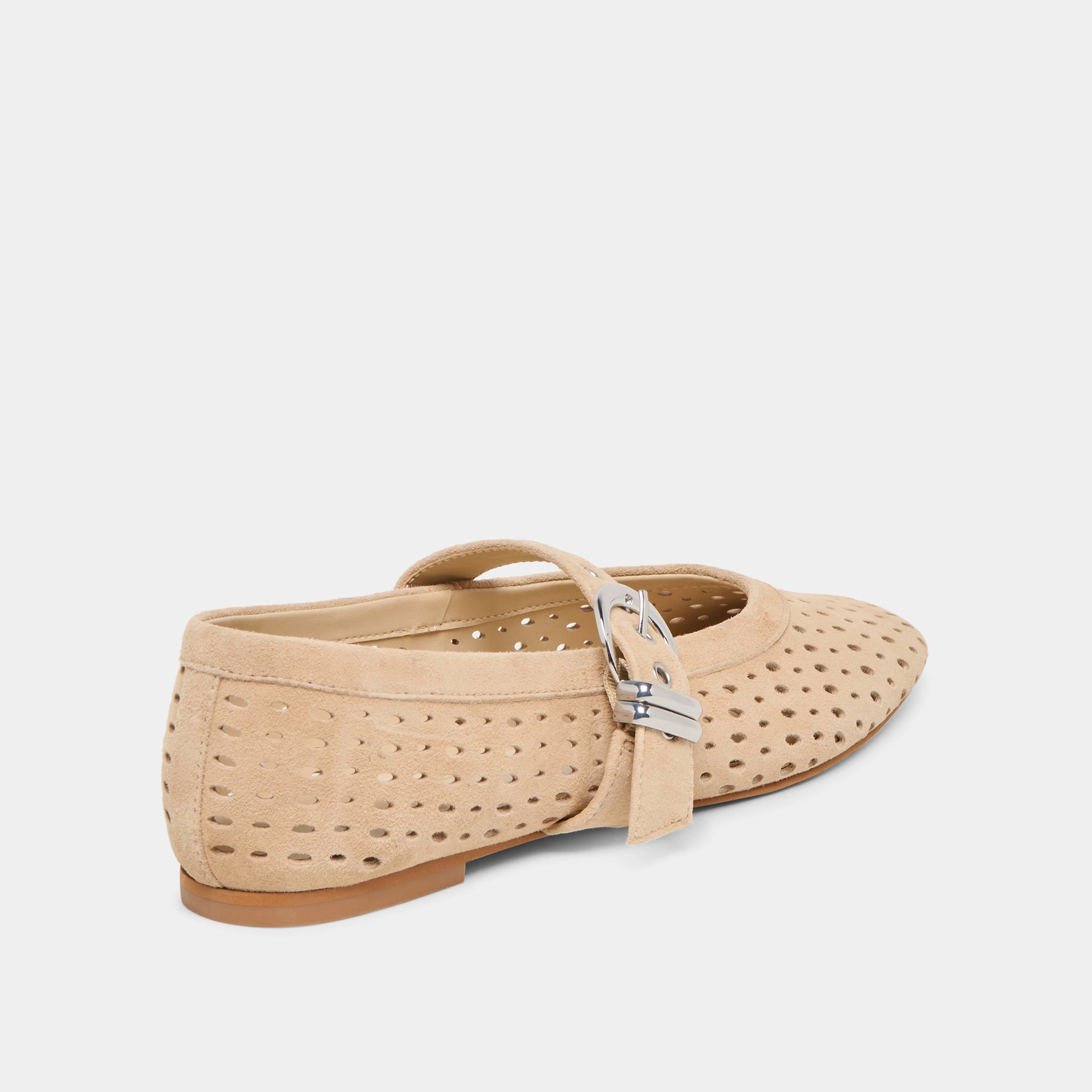 Town Event MIKEL BALLET FLATS CAMEL PERFORATED SUEDE