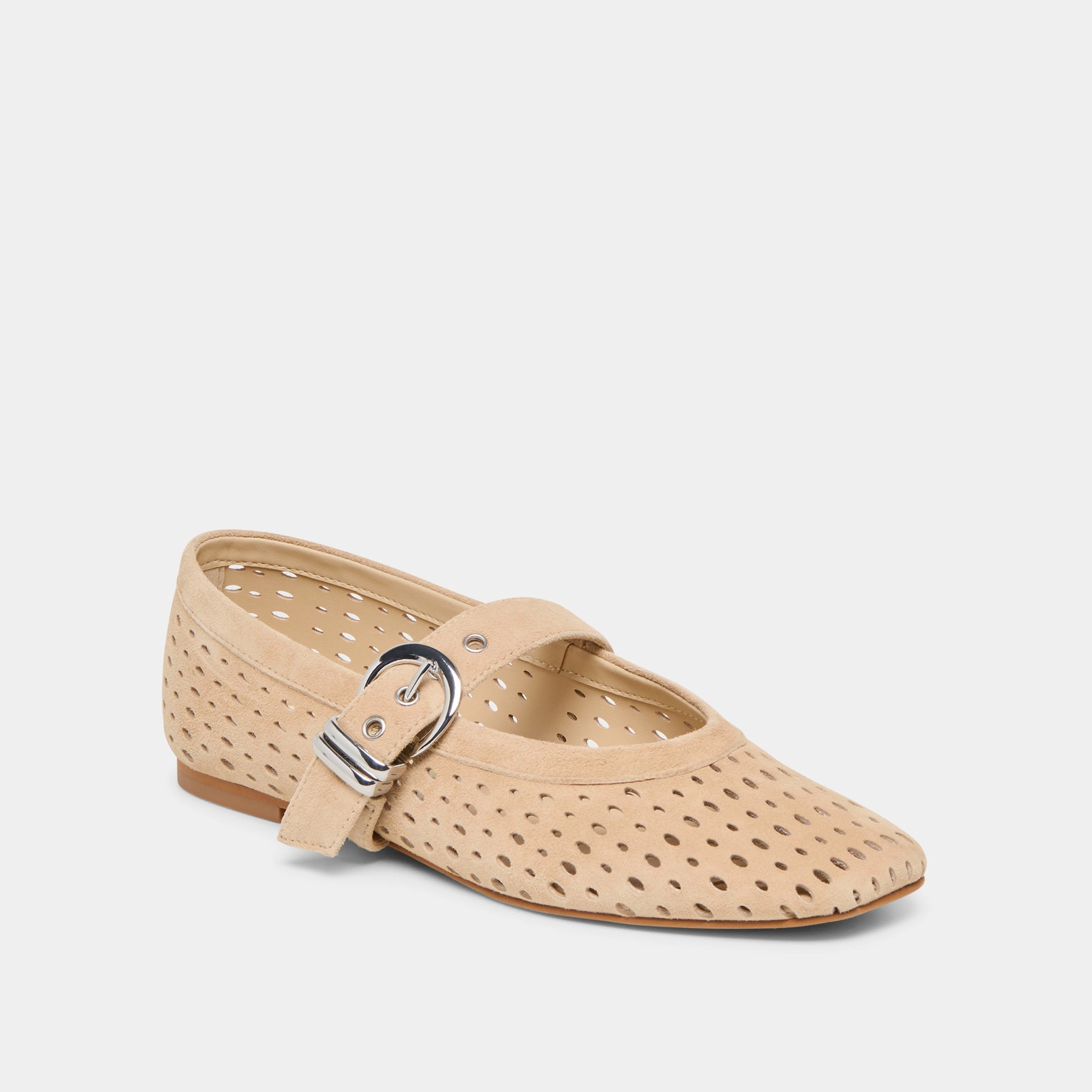 Perfect Walk Patio Glow MIKEL BALLET FLATS CAMEL PERFORATED SUEDE