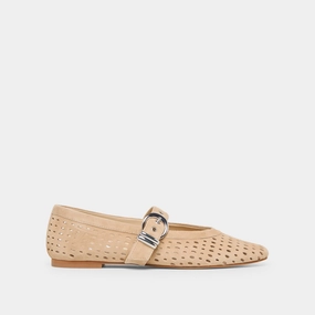 MIKEL BALLET FLATS CAMEL PERFORATED SUEDE Model Step