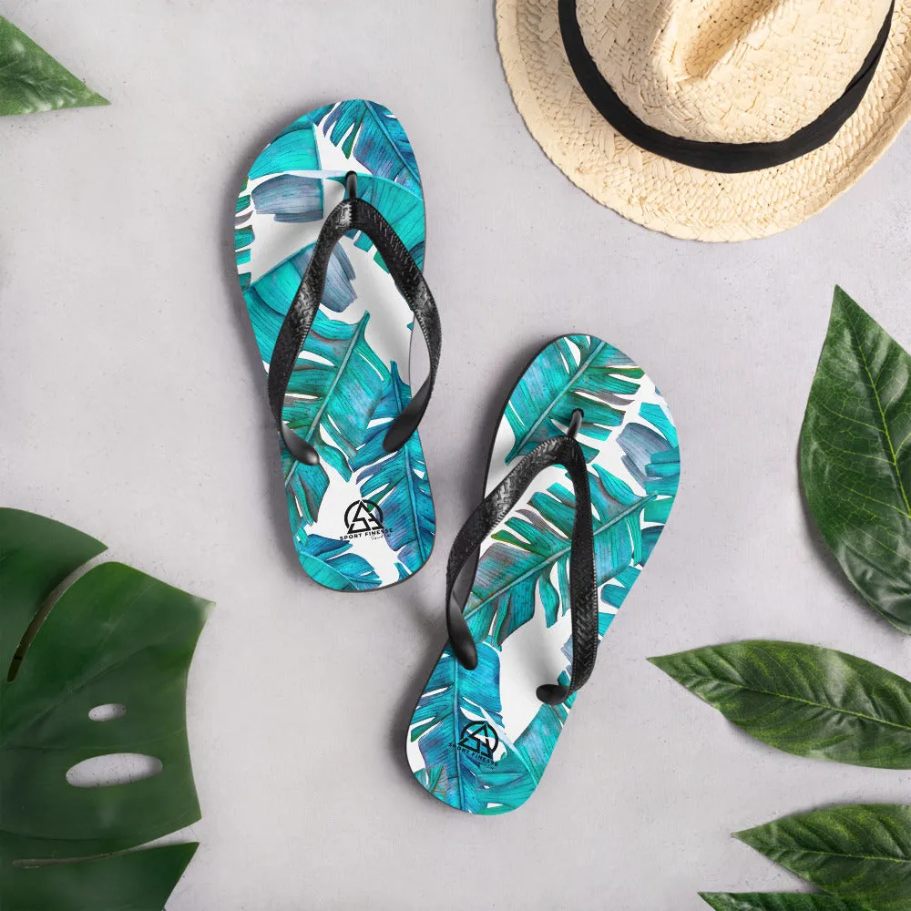 Tropical Palm Print Flip-Flops