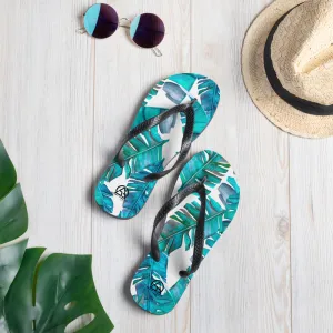Tropical Palm Print Flip-Flops
