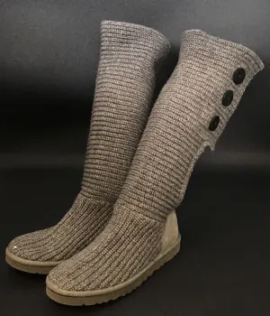 Ugg Women's Australia Cardy Gray Knitted Snow Boots - Size 10