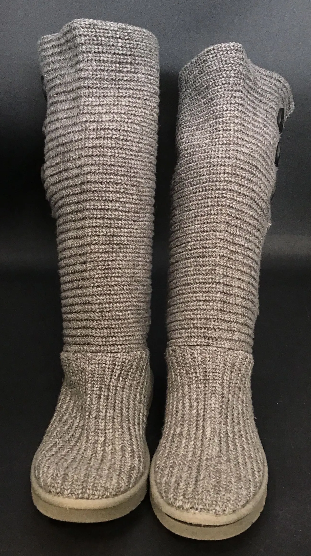 Ugg Women's Australia Cardy Gray Knitted Snow Boots - Size 10