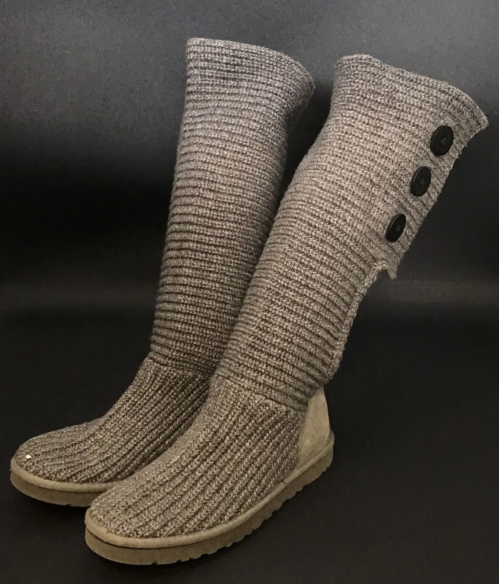 Ugg Women's Australia Cardy Gray Knitted Snow Boots - Size 10