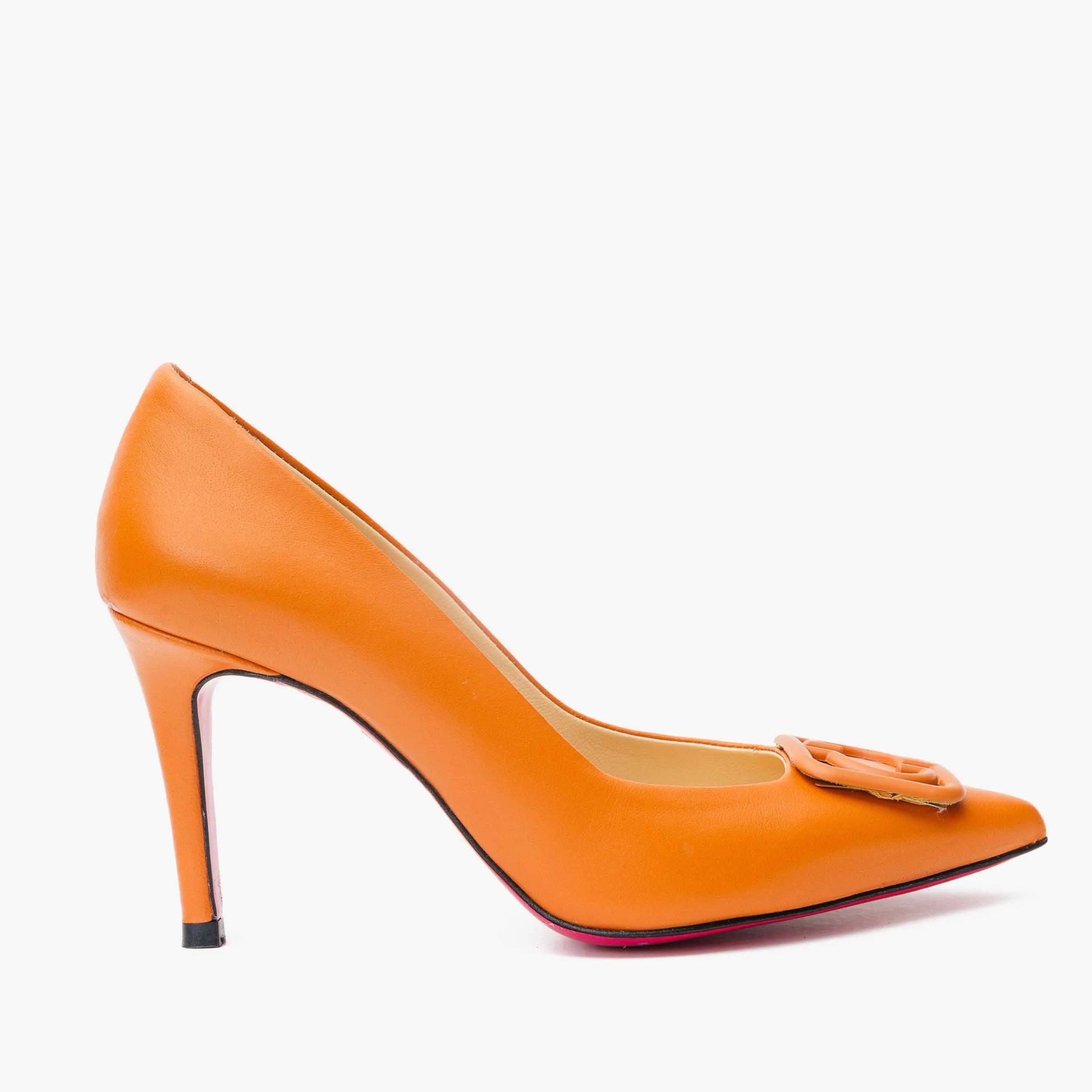 The Maneadero Orange Leather Pump Fuchsia Sole Women Shoe After Dark Dressy Boots