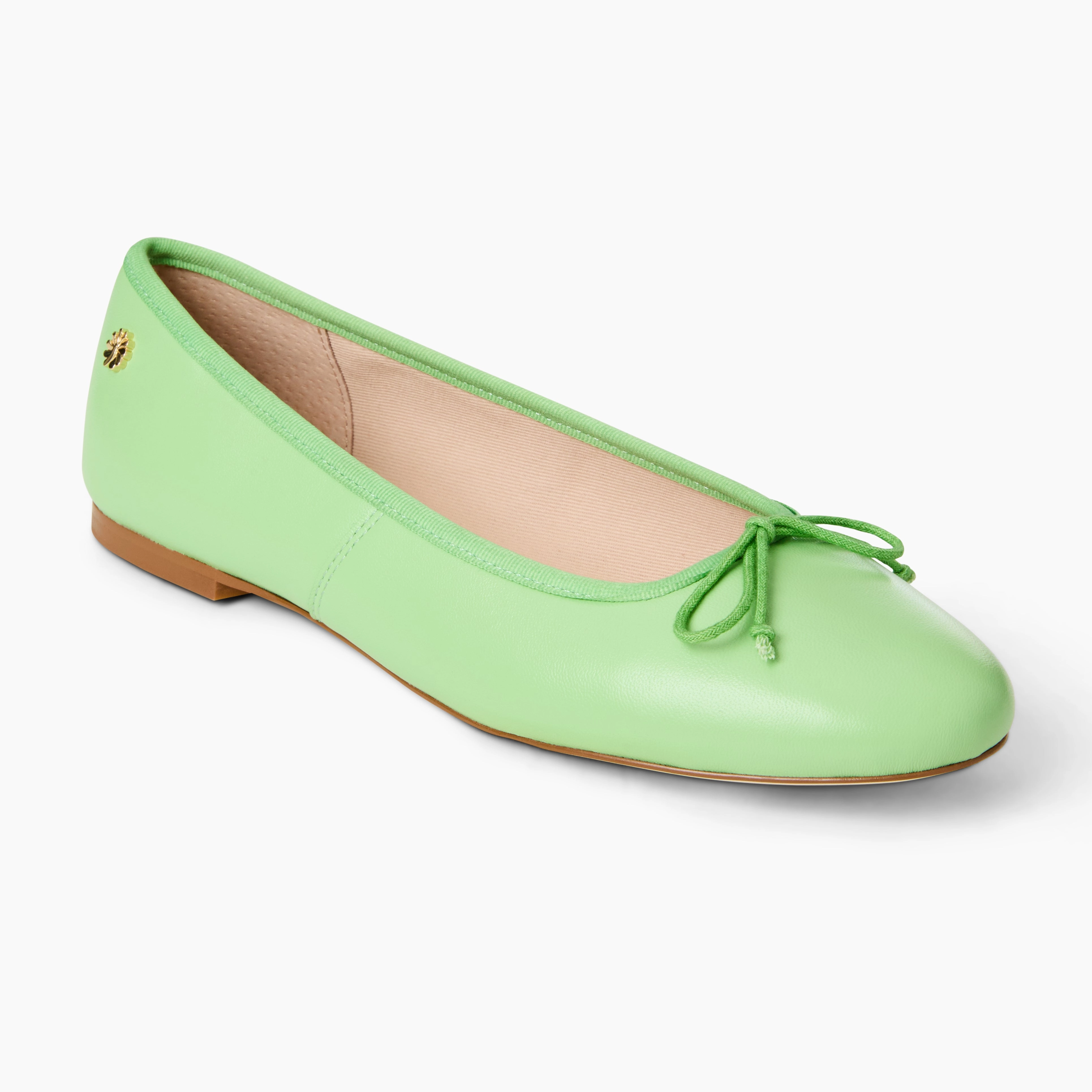 Bettie Leather Ballet Flat lace up closure