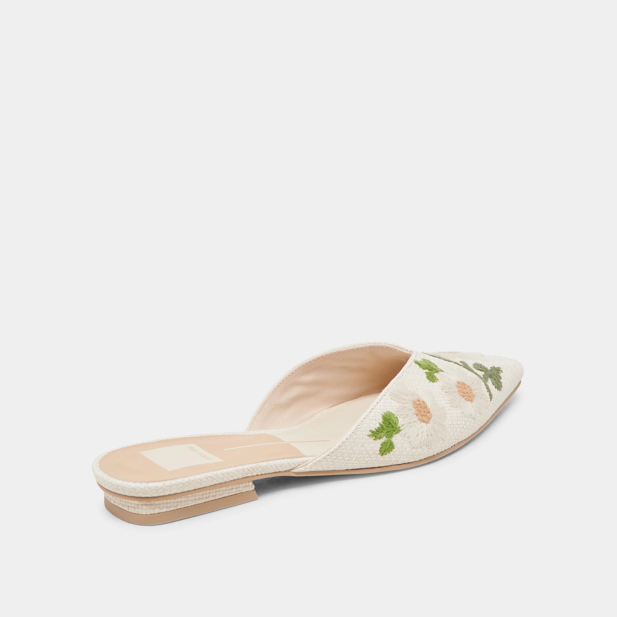 Soft Leather Day Light ELM FLATS WHITE FLORAL RAFFIA