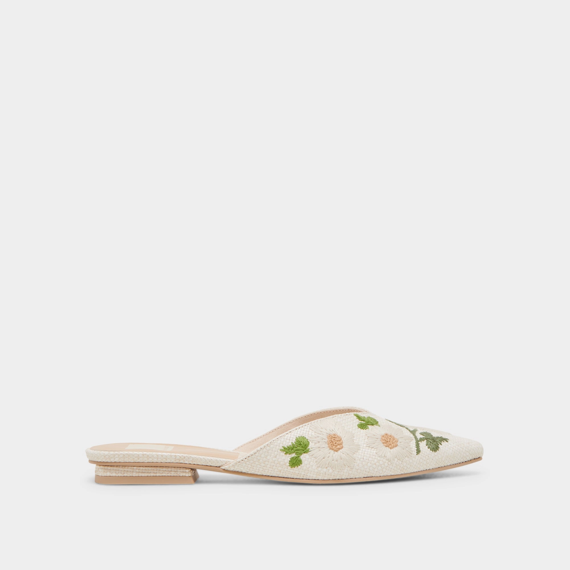 ELM FLATS WHITE FLORAL RAFFIA Lightweight Fit Trendy Step