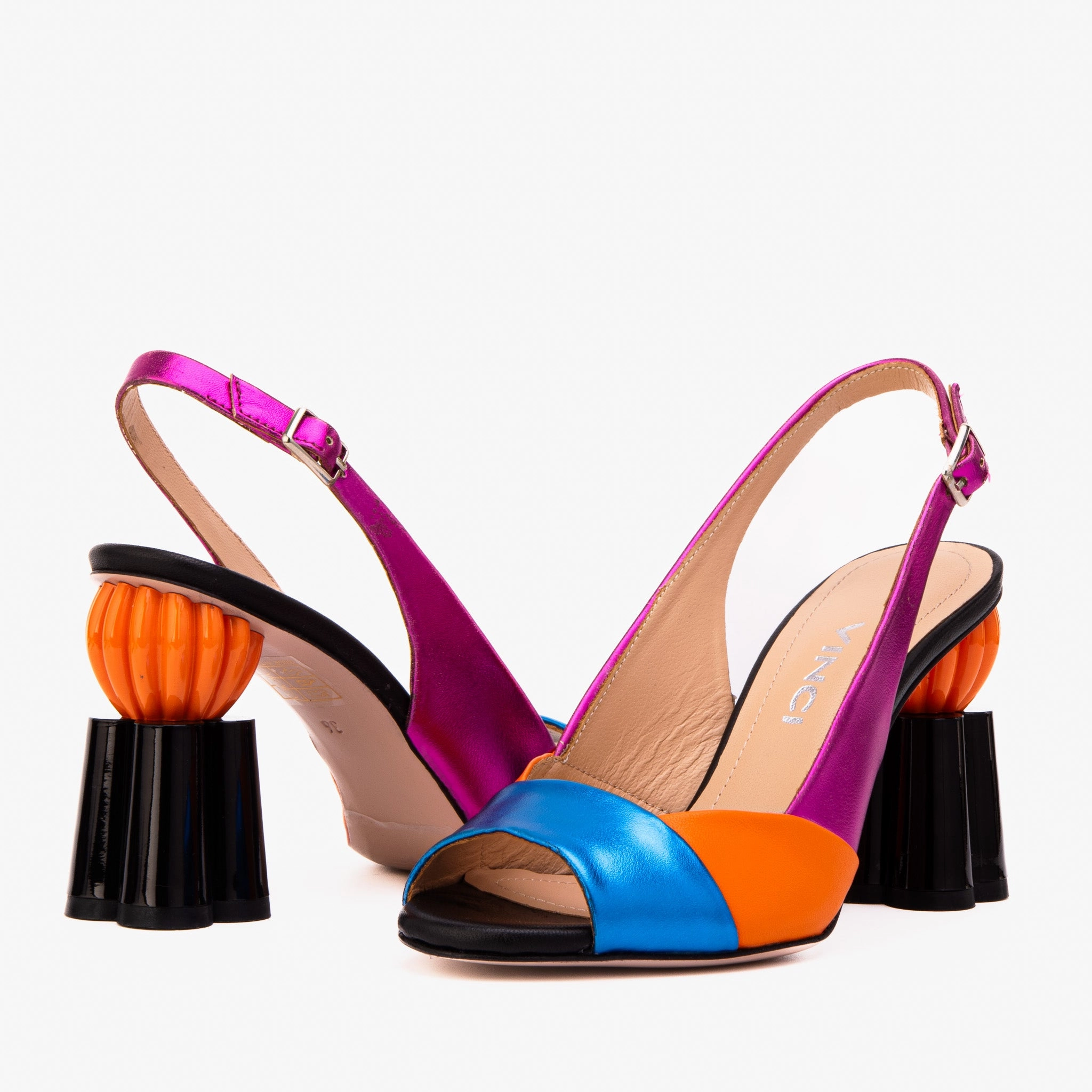 Reliable Wear Correct The Rize Multicolor Pumpkin Heel Leather Women Sandal