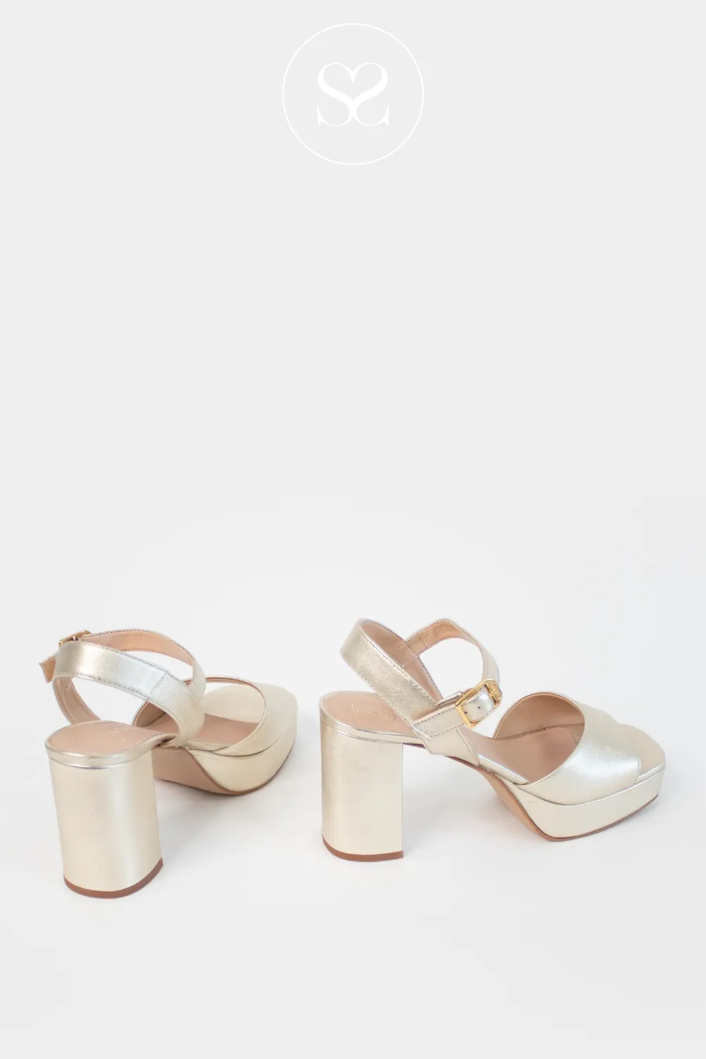 UNISA ODRAN GOLD BLOCK HEEL SANDALS