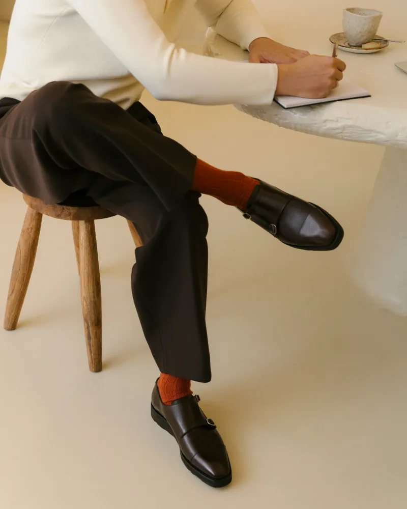 American Edge Brown Lightweight Monk Strap Shoe