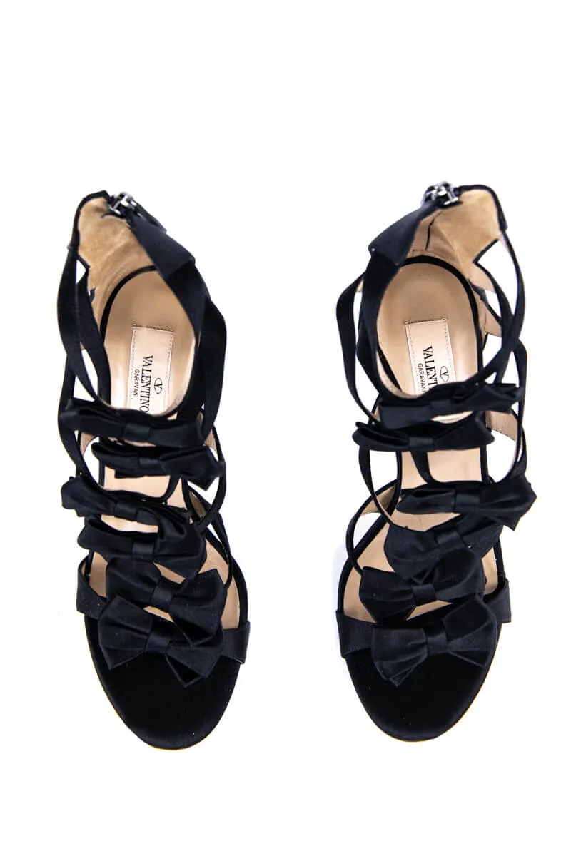 Valentino Black Satin Bow Sandals Size 8.5 | IT 38.5