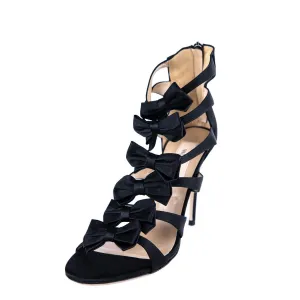 Valentino Black Satin Bow Sandals Size 8.5 | IT 38.5