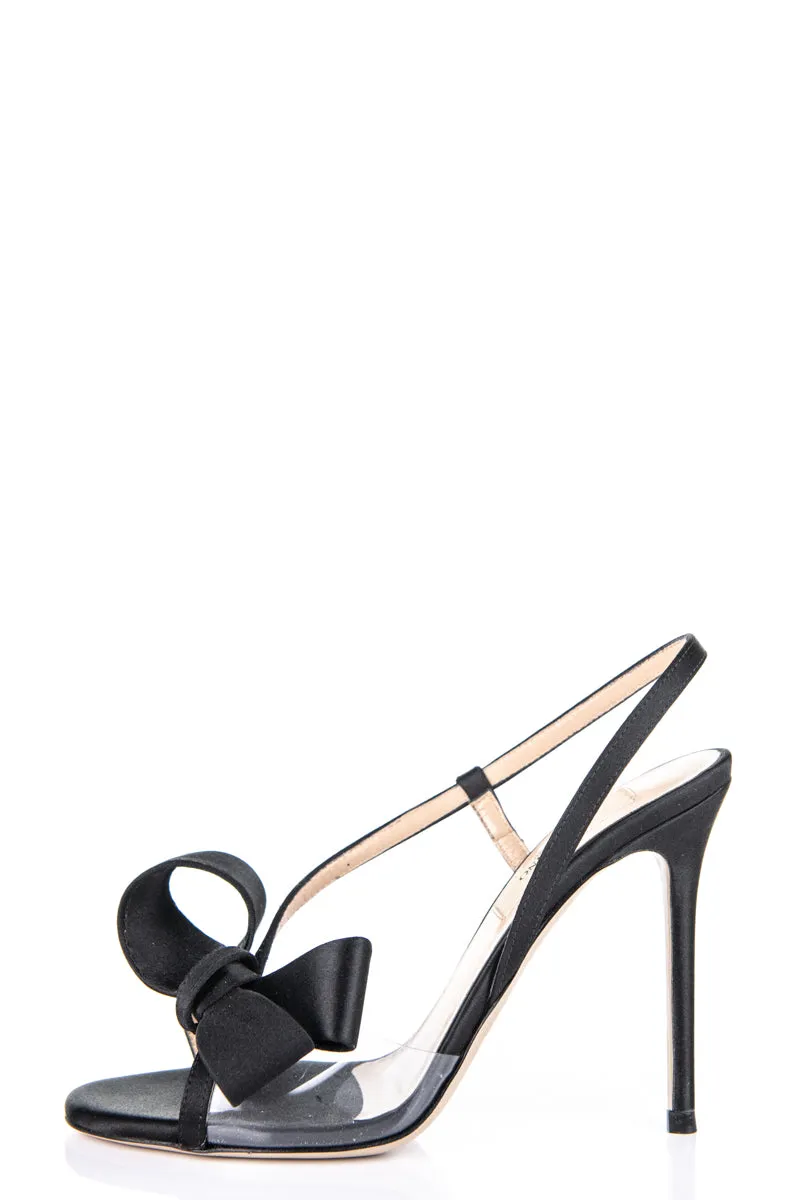 Valentino Black Satin Bow Sandals Size US 5 | EU 35