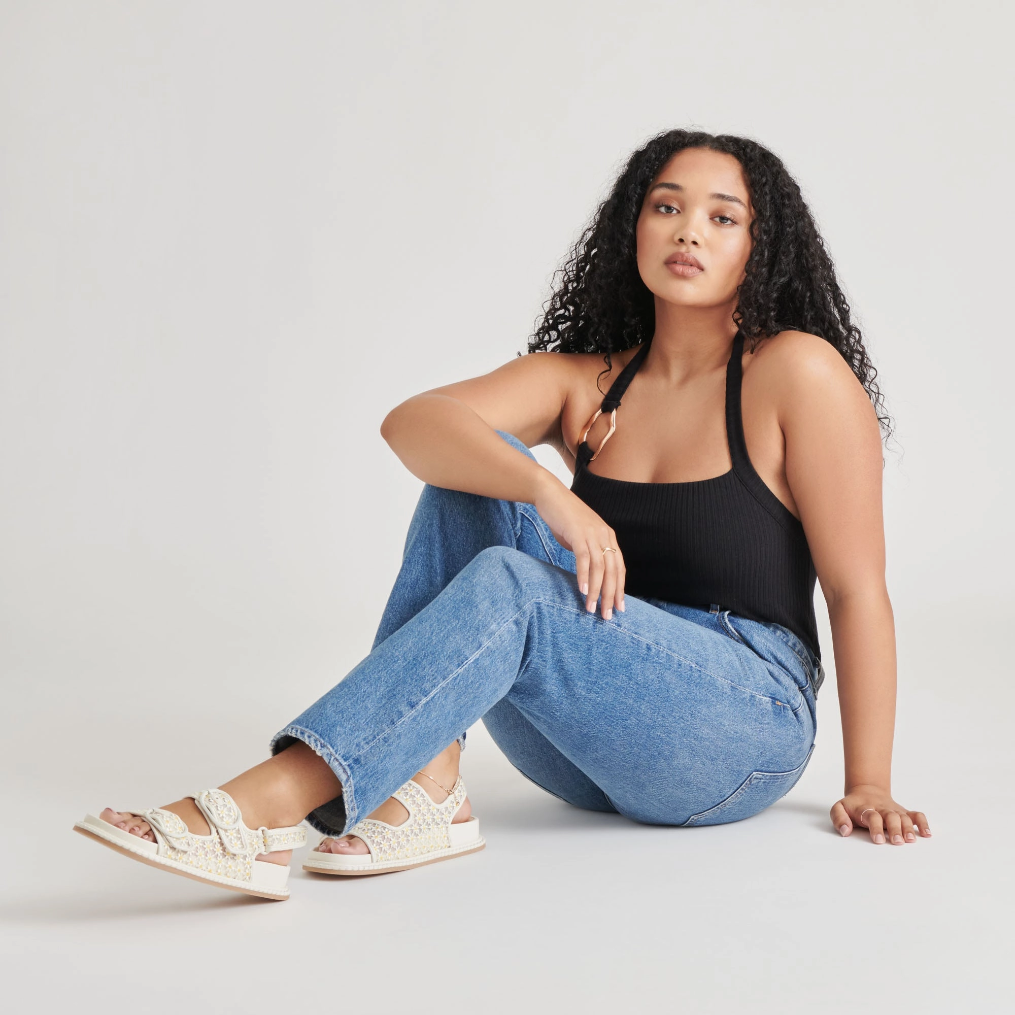 Thermoplastic STUART FLORAL SANDALS WHITE YELLOW FLORAL MESH