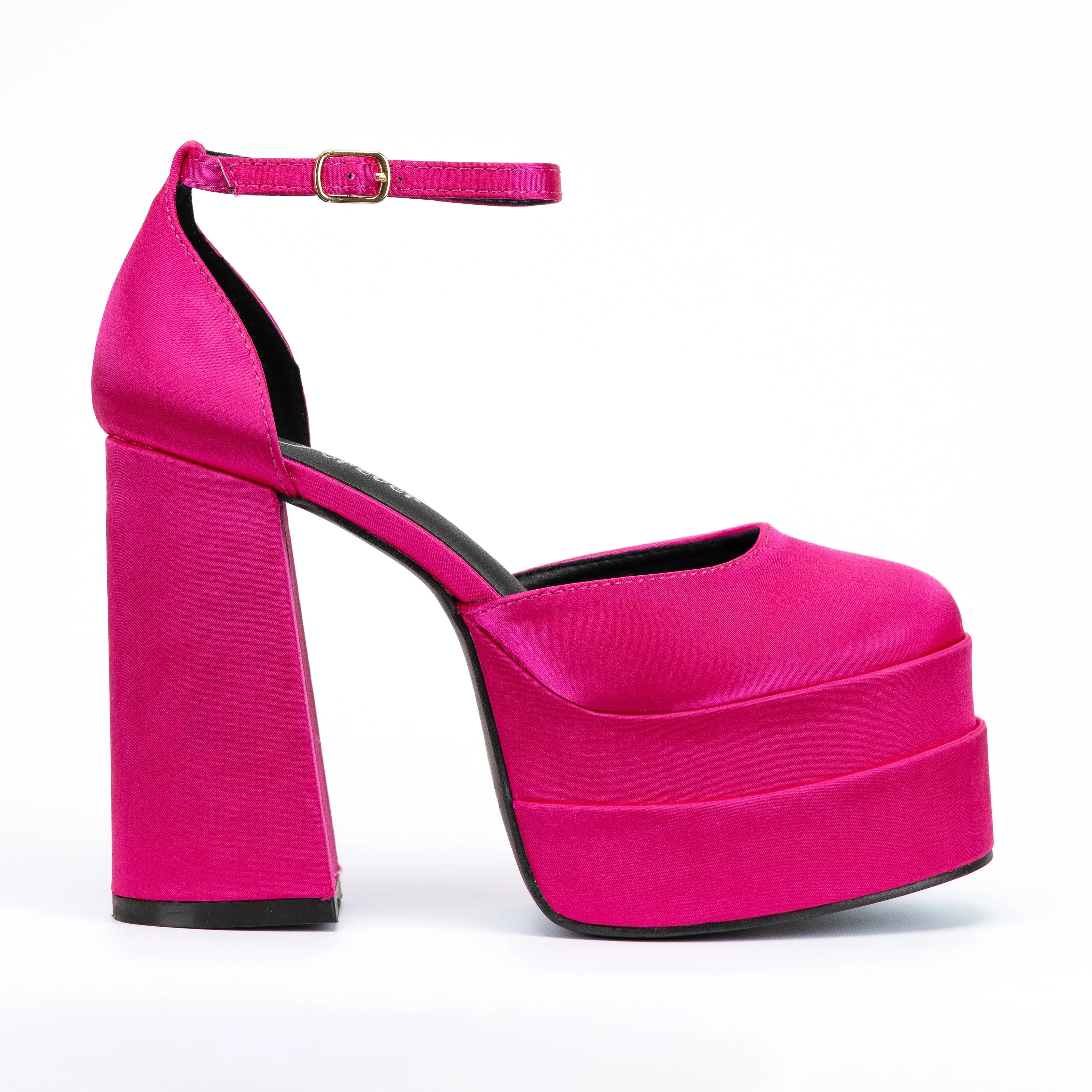 Velvet - Wide Fit Platform Block Heels, Adjustable Ankle Strap & Closed Round Toe, Elegant Party Footwear, Comfortable & Chic for Evening Events