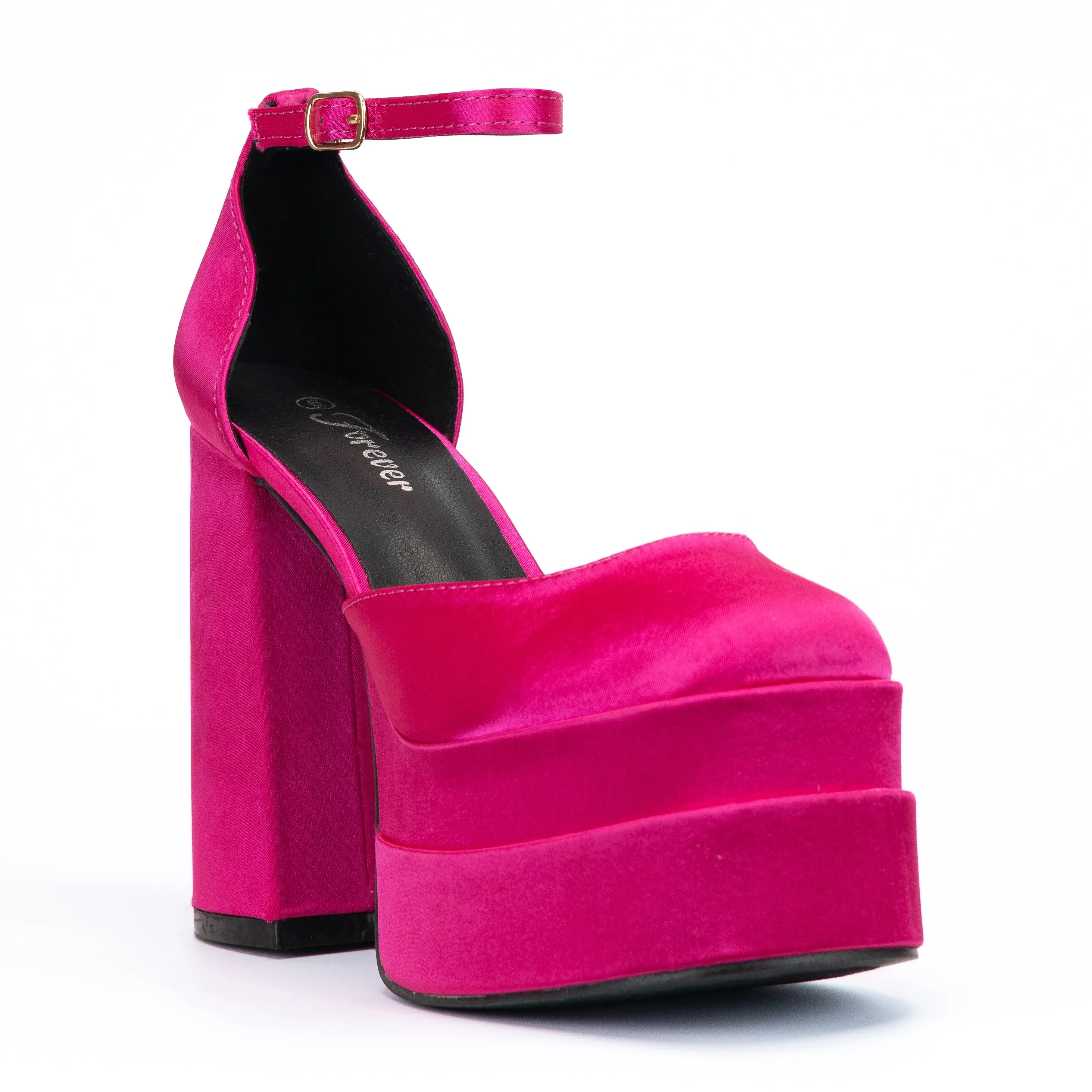 Velvet - Wide Fit Platform Block Heels, Adjustable Ankle Strap & Closed Round Toe, Elegant Party Footwear, Comfortable & Chic for Evening Events