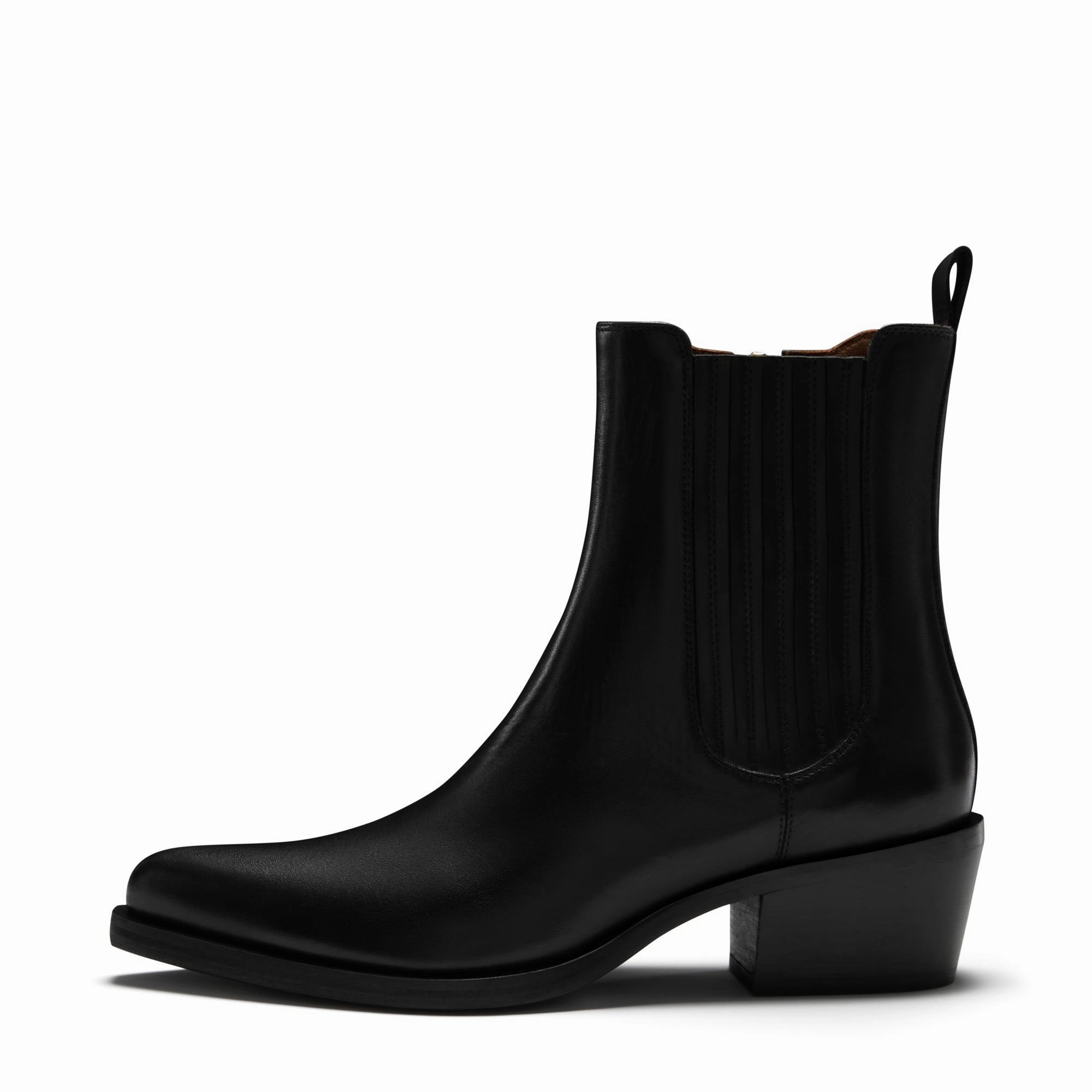 Vend?me Amandine black calfskin leather boots Elastic Ankle Cuff Sleek Ease