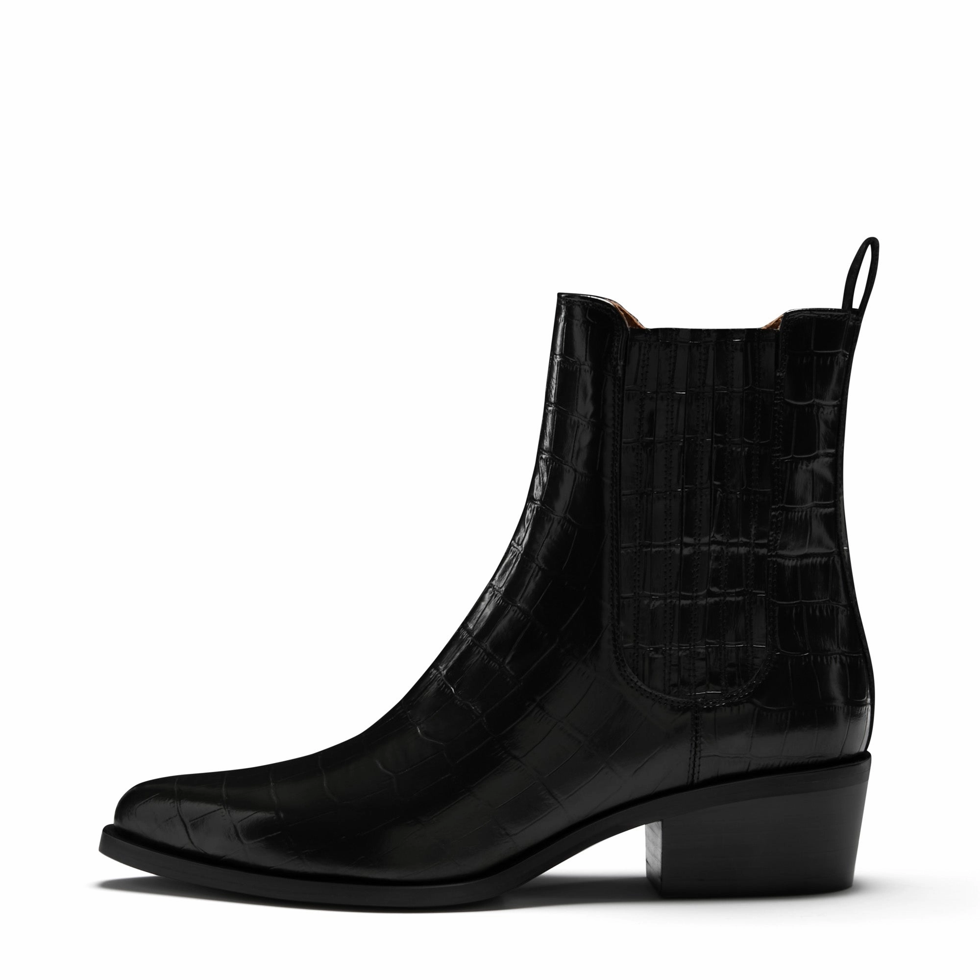 cold - weather shoes Lace-up Vend?me Amandine croco black calfskin leather boots