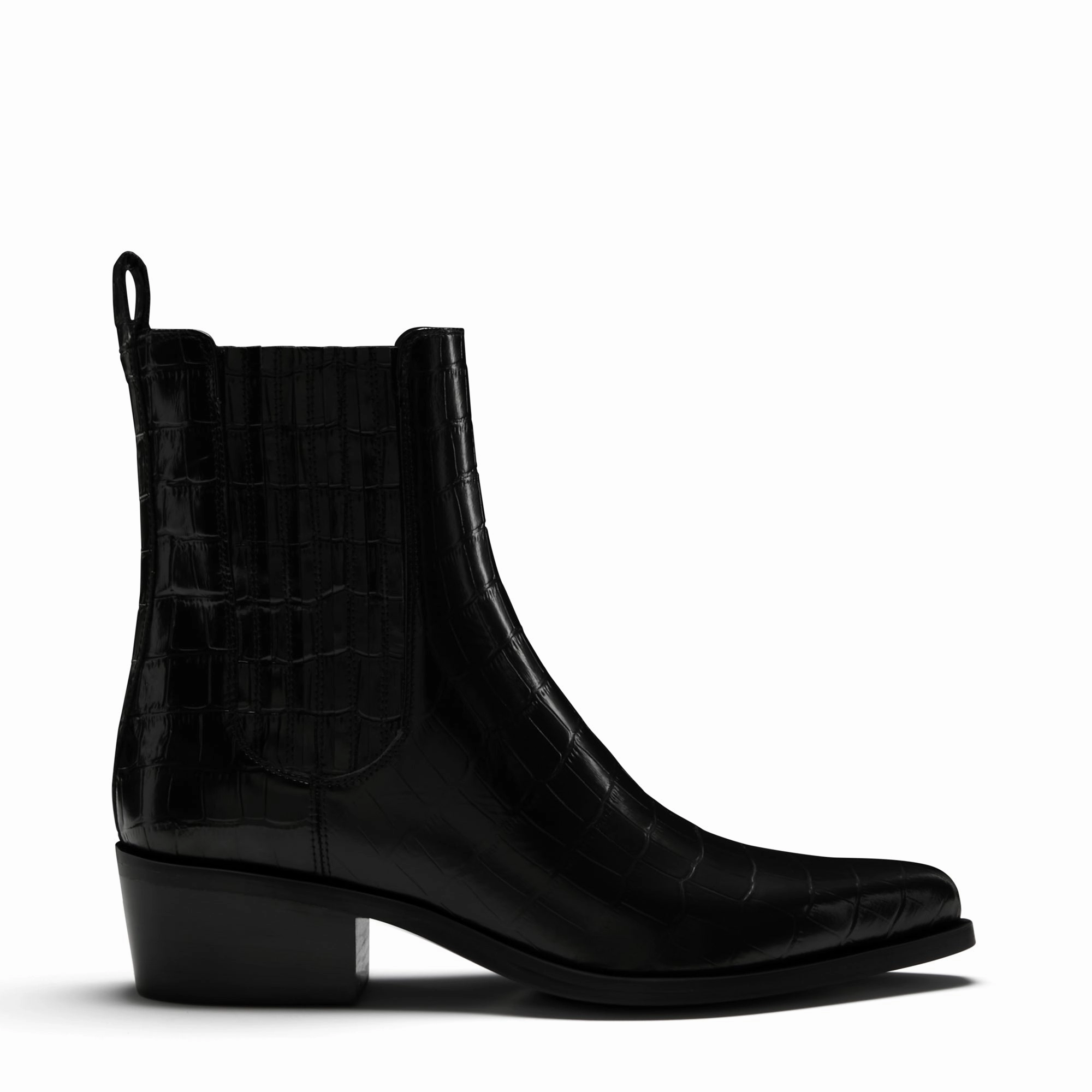 Vend?me Amandine croco black calfskin leather boots professional athletes