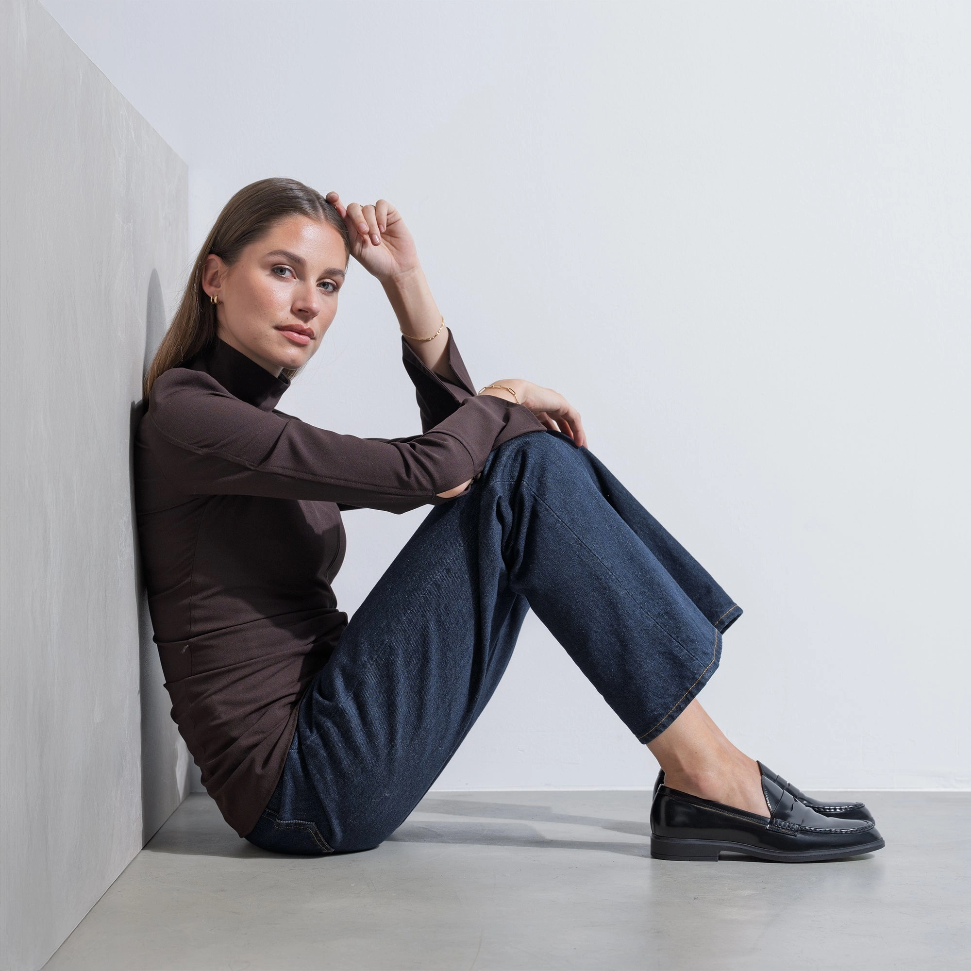 Casual Everyday Footwear Arch Care Vend?me Blandine black spazzolato leather loafers