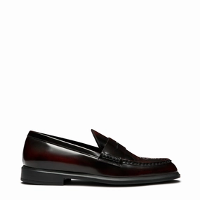 Toe room Vend?me Blandine bordeaux red spazzolato leather loafers