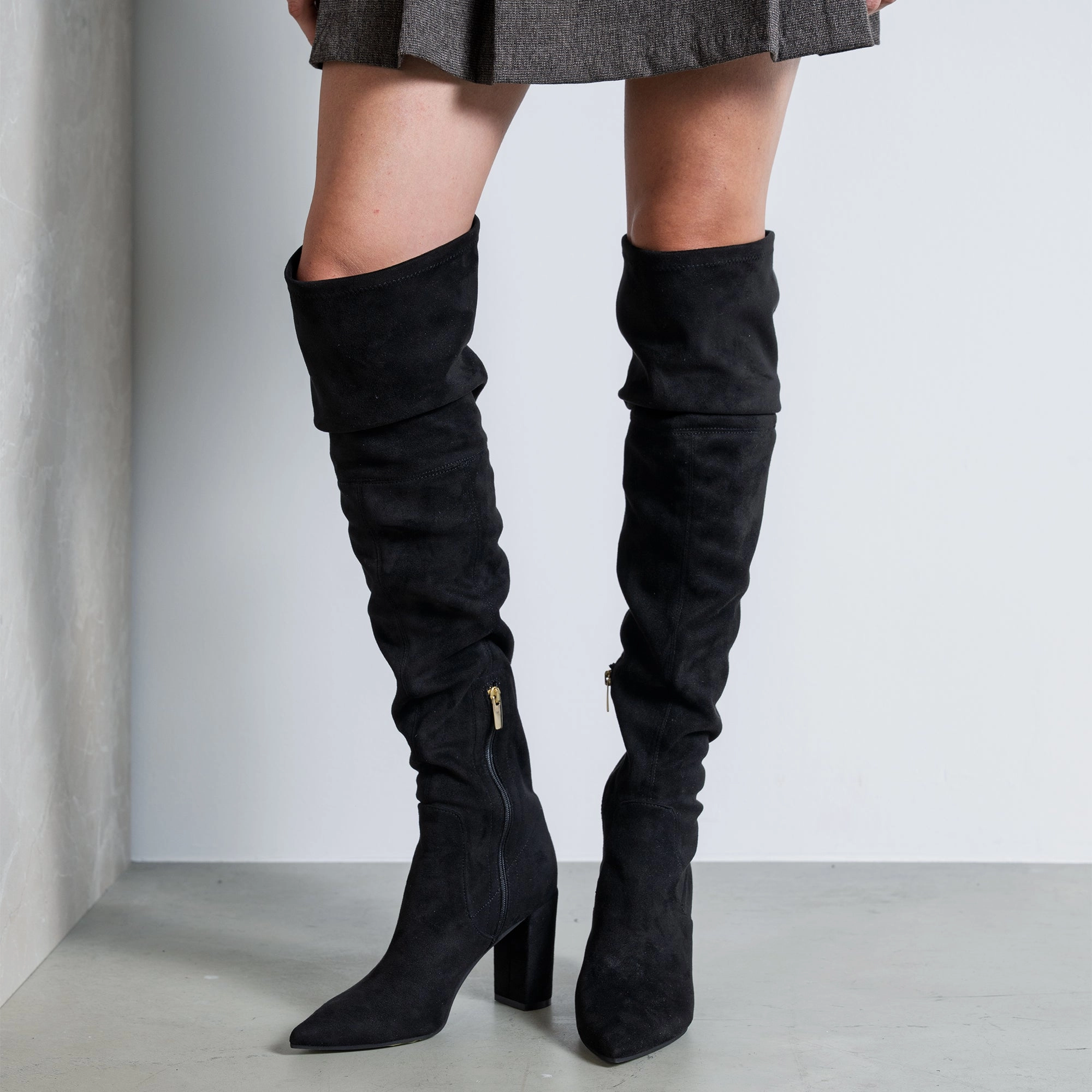 Moisture Wicking Liner Vend?me Fem black nylon stretch suede heels