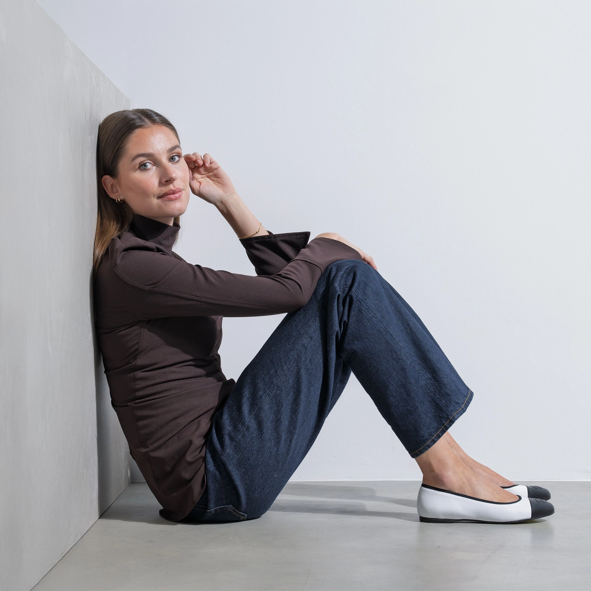 Vendo?me Ynes white calfskin leather ballerinas waterproof construction