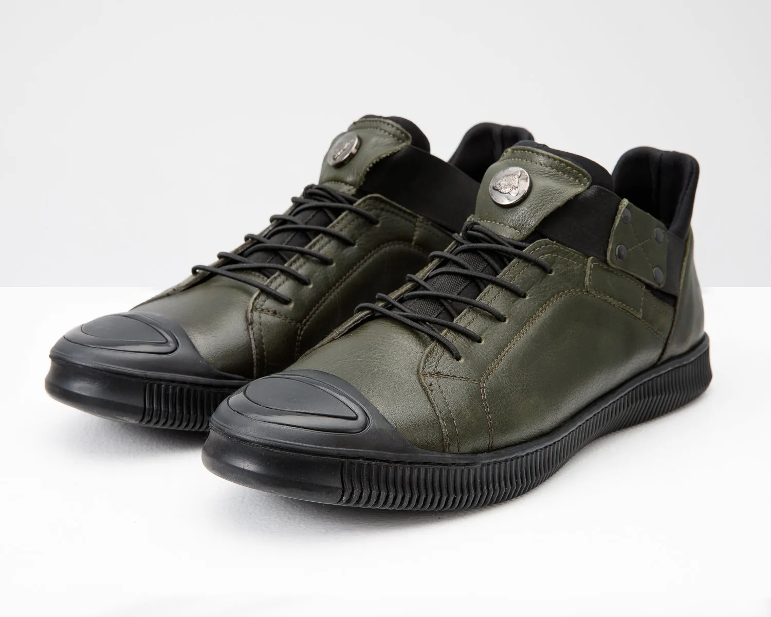 The Mumbai Green Leather Men Sneaker Final Sale! Arch Support System Shock dispersion