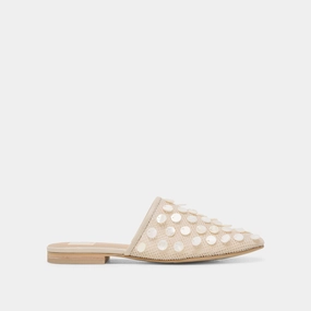 Slip On Style Main Lane ROVA BEAD FLATS IVORY DISC MESH
