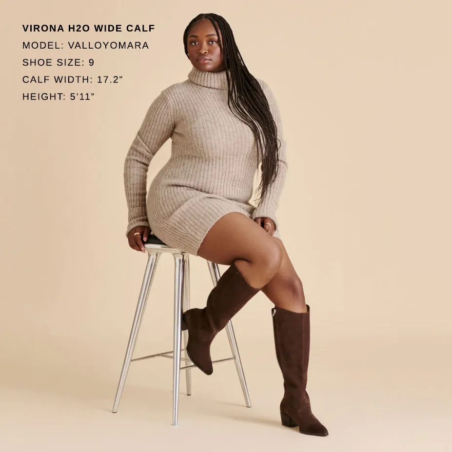 Slip Resistant Adventure Seeker Mud Resistant Outdoor Trek VIRONA H2O WIDE CALF BOOTS DK BROWN SUEDE