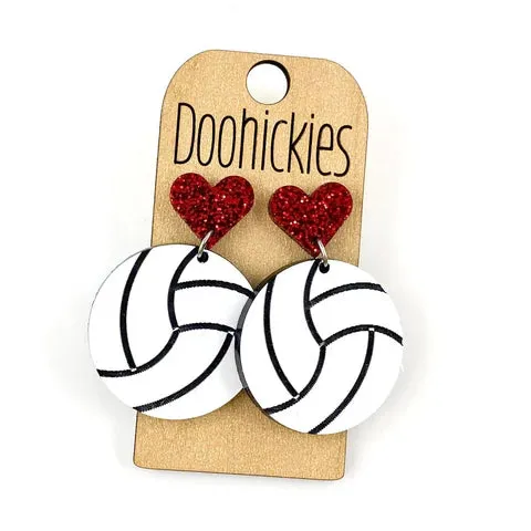 Volleyball with Heart Earrings