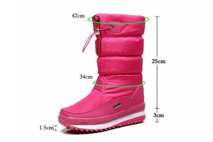 Waterproof plush lining snow boots anti-slip platform snow boots