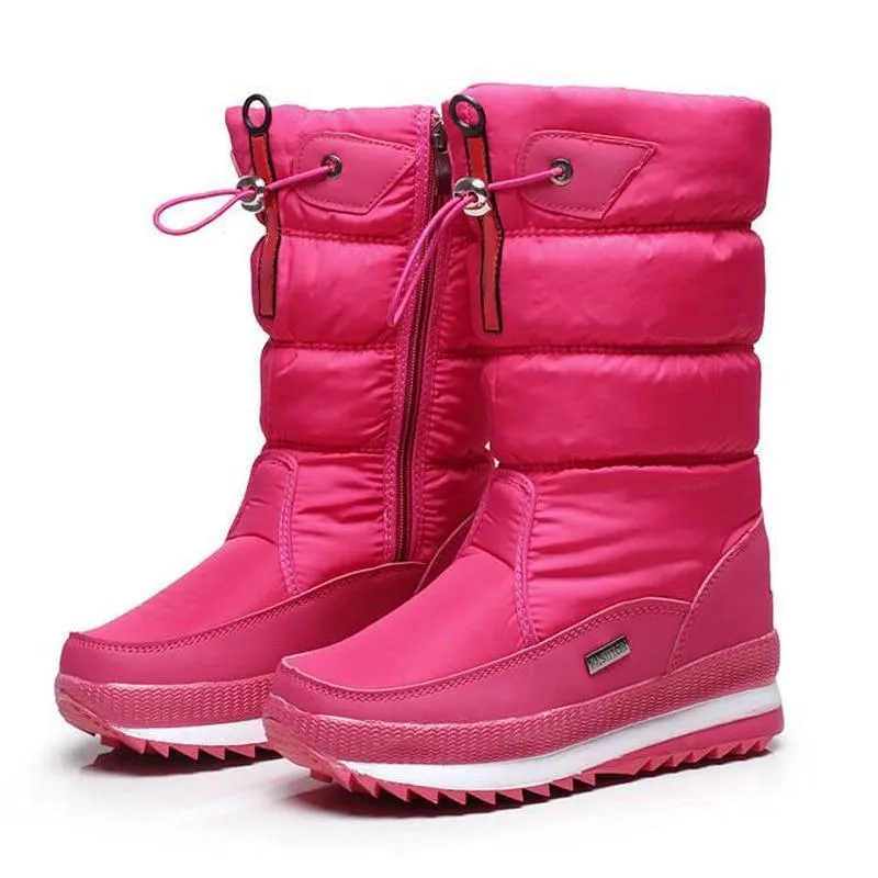 Waterproof plush lining snow boots anti-slip platform snow boots