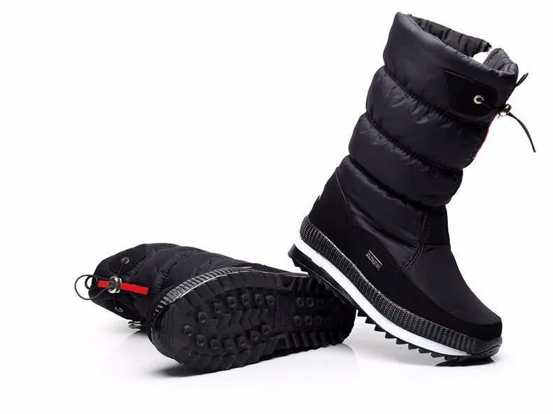 Waterproof plush lining snow boots anti-slip platform snow boots