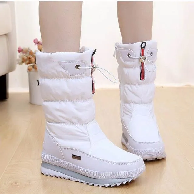 Waterproof plush lining snow boots anti-slip platform snow boots