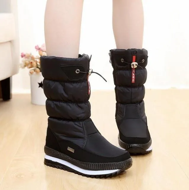 Waterproof plush lining snow boots anti-slip platform snow boots