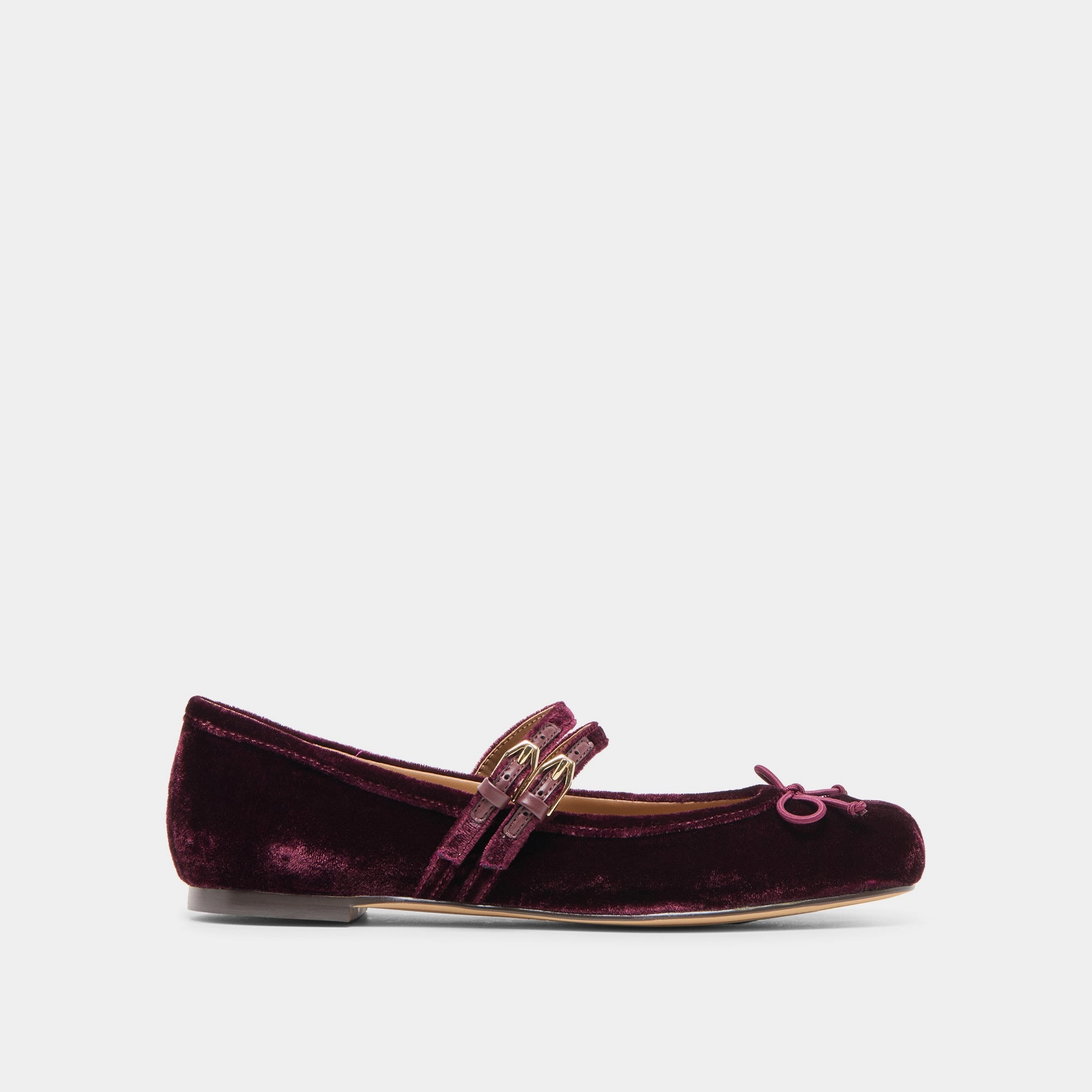 GIBSEN BALLET FLATS BURGUNDY VELVET Elegant Finish