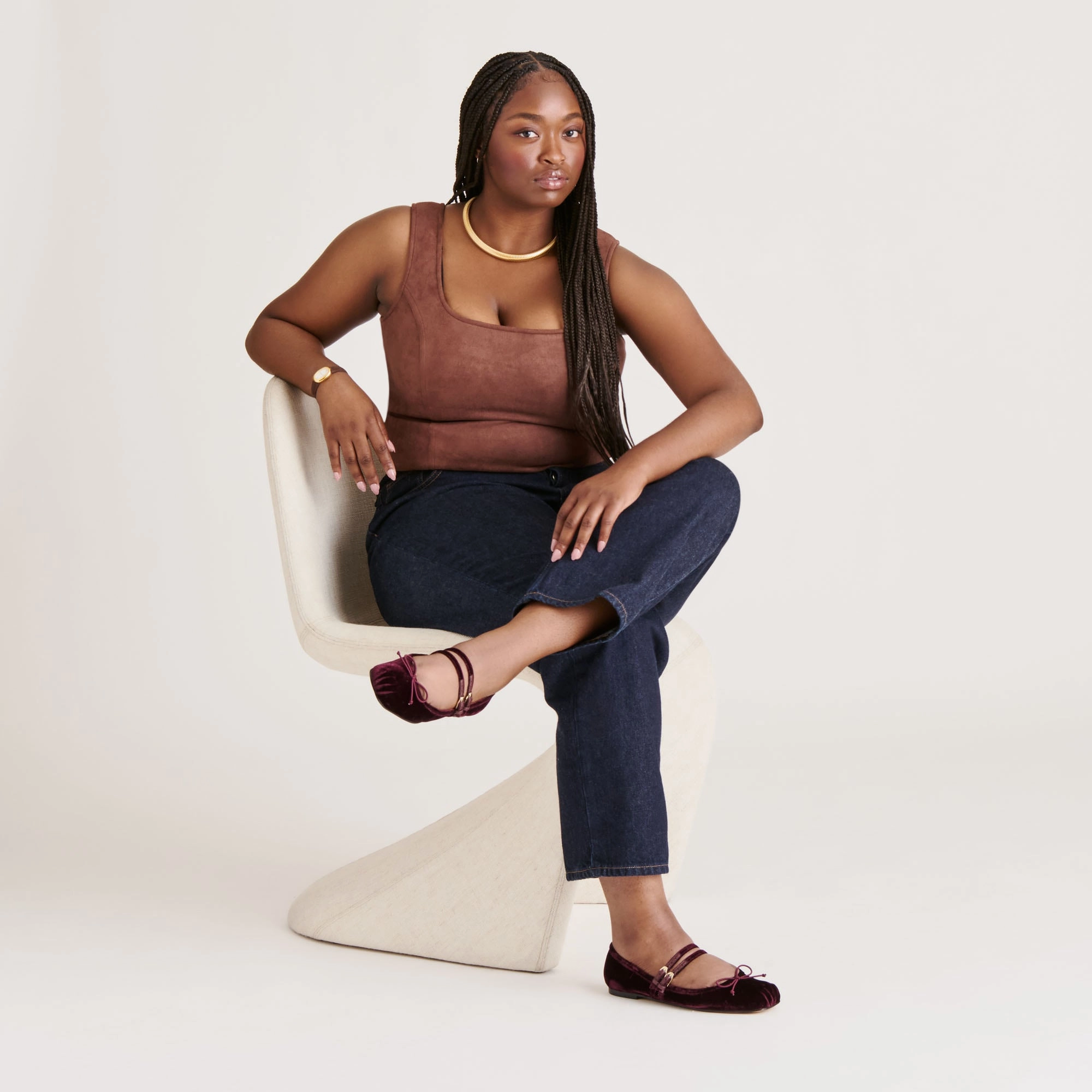 Peace Path GIBSEN BALLET FLATS BURGUNDY VELVET