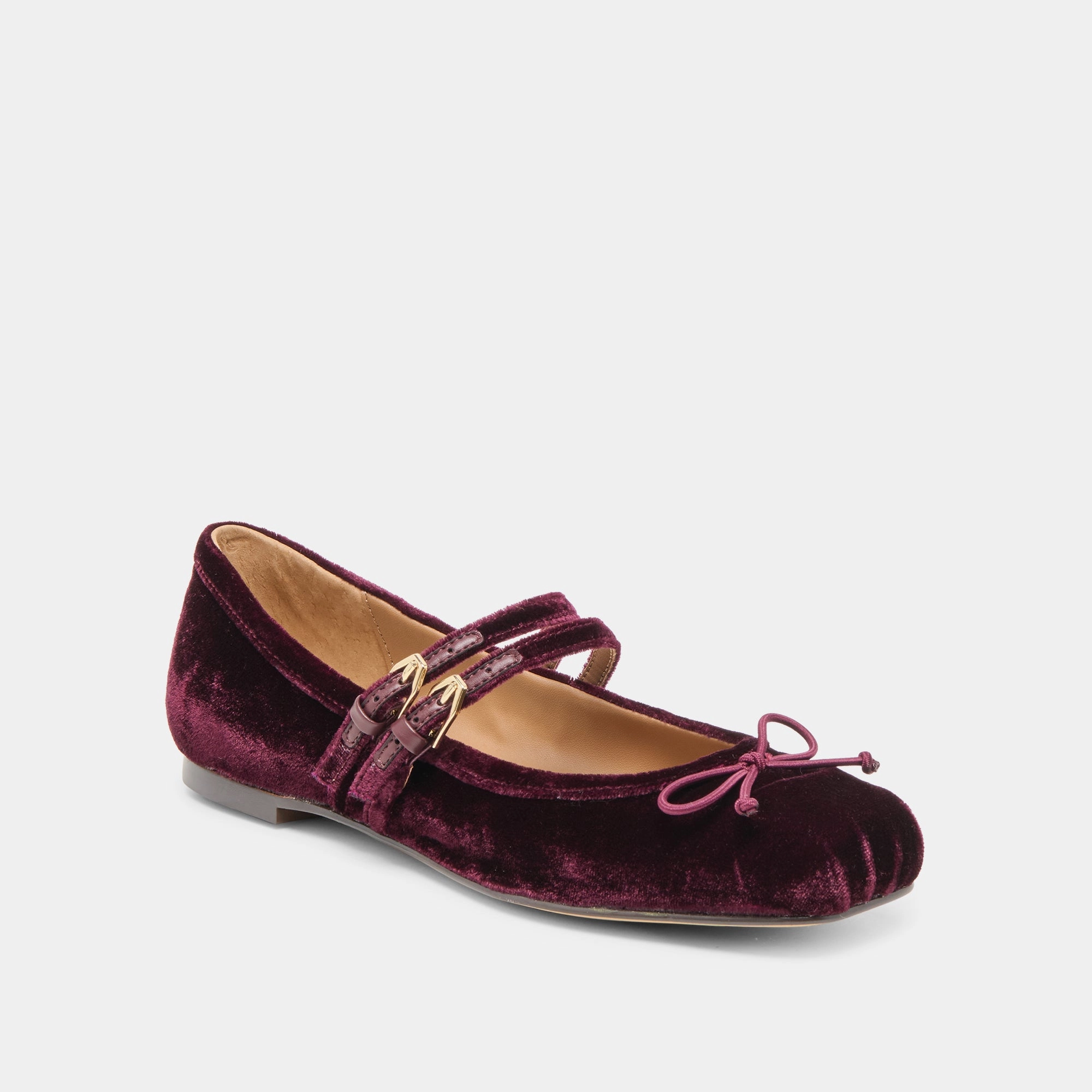 Chic Cushioning GIBSEN BALLET FLATS BURGUNDY VELVET